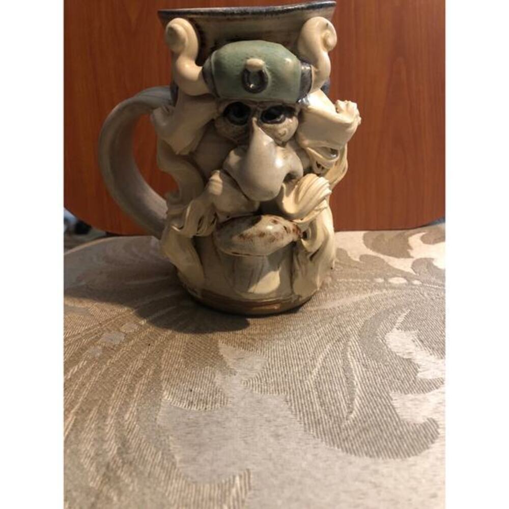 Sculpted ugly face stein mug‎ art hang made